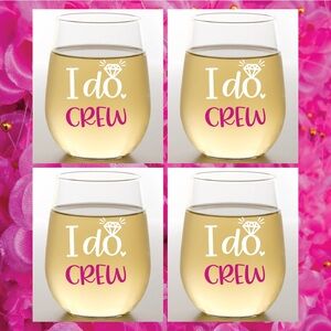 I Do Crew - Stemless Shatterproof Wine Glasses (4 Pack)